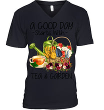 Load image into Gallery viewer, A Good Day Starts With Tea And Garden Special Custom Design Guys V-Neck
