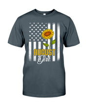Load image into Gallery viewer, American Flag Sunflower Augustt Girl Trending For Birthday Gift Guys Tee