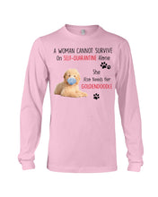Load image into Gallery viewer, A Woman Can't Survive On Self-quarantine Alone Also Needs Golden Doodle Unisex Long Sleeve