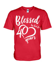 Load image into Gallery viewer, Blessed By God For 40 Years Special Custom Design Guys V-Neck