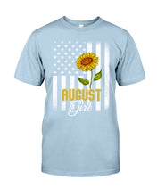 Load image into Gallery viewer, American Flag Sunflower Augustt Girl Trending For Birthday Gift Guys Tee