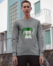Load image into Gallery viewer, Bichon White And Green Clover Heart Design St Patrick's Day Gift For Dog Lovers Unisex Long Sleeve