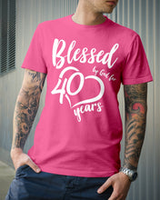 Load image into Gallery viewer, Blessed By God For 40 Years Special Custom Design Guys Tee
