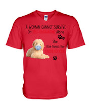 Load image into Gallery viewer, A Woman Can't Survive On Self-quarantine Alone Also Needs Golden Doodle Guys V-Neck