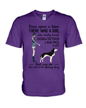Load image into Gallery viewer, A Girl Really Loved Dogs And Tattoos Unique Custom Design Guys V-Neck