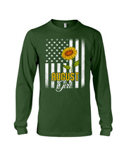 Load image into Gallery viewer, American Flag Sunflower Augustt Girl Trending For Birthday Gift Unisex Long Sleeve