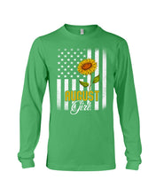 Load image into Gallery viewer, American Flag Sunflower Augustt Girl Trending For Birthday Gift Unisex Long Sleeve