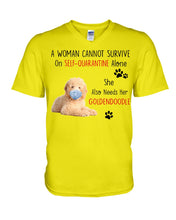 Load image into Gallery viewer, A Woman Can't Survive On Self-quarantine Alone Also Needs Golden Doodle Guys V-Neck