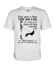 Load image into Gallery viewer, A Girl Really Loved Dogs And Tattoos Unique Custom Design Guys V-Neck
