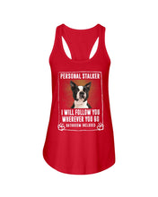 Load image into Gallery viewer, Boston Terrier Personal Stalker St. Patrick's Day Printed Mug Ladies Flowy Tank