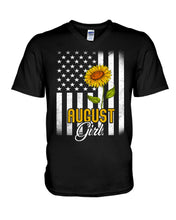 Load image into Gallery viewer, American Flag Sunflower Augustt Girl Trending For Birthday Gift Guys V-Neck