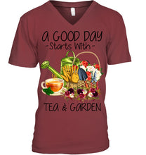Load image into Gallery viewer, A Good Day Starts With Tea And Garden Special Custom Design Guys V-Neck