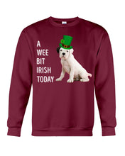 Load image into Gallery viewer, Black Eared White Boxer Puppy Irish Today Green St. Patrick's Day Printed Mug Sweatshirt