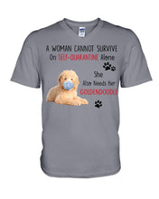 Load image into Gallery viewer, A Woman Can't Survive On Self-quarantine Alone Also Needs Golden Doodle Guys V-Neck