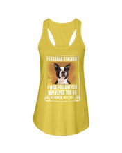 Load image into Gallery viewer, Boston Terrier Personal Stalker St. Patrick's Day Printed Mug Ladies Flowy Tank