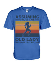 Load image into Gallery viewer, Assuming I'm Just An Old Lady Was Your First Mistake Retro Vintage Guys V-Neck