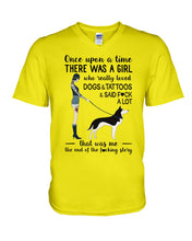 Load image into Gallery viewer, A Girl Really Loved Dogs And Tattoos Unique Custom Design Guys V-Neck