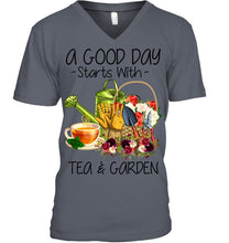 Load image into Gallery viewer, A Good Day Starts With Tea And Garden Special Custom Design Guys V-Neck