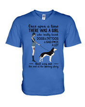 Load image into Gallery viewer, A Girl Really Loved Dogs And Tattoos Unique Custom Design Guys V-Neck