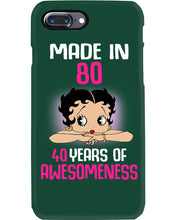Load image into Gallery viewer, Black Phone Case Made In 80 40 Years In Awesomeness For Friends Phone case
