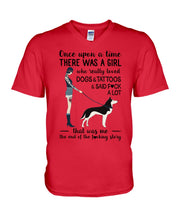 Load image into Gallery viewer, A Girl Really Loved Dogs And Tattoos Unique Custom Design Guys V-Neck