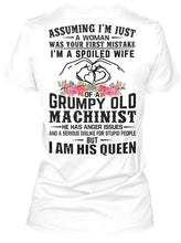 Load image into Gallery viewer, A Spoiled Wife Of Grumpy Old Machinist For Personalized Job Gift Ladies V-Neck