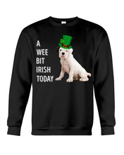 Load image into Gallery viewer, Black Eared White Boxer Puppy Irish Today Green St. Patrick's Day Printed Mug Sweatshirt