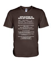 Load image into Gallery viewer, Application To Date My Daughter Funny Gifts Guys V-Neck