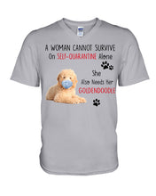 Load image into Gallery viewer, A Woman Can't Survive On Self-quarantine Alone Also Needs Golden Doodle Guys V-Neck
