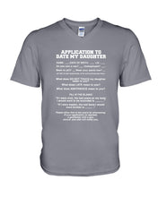 Load image into Gallery viewer, Application To Date My Daughter Funny Gifts Guys V-Neck
