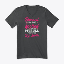 Load image into Gallery viewer, Blessed By God Spoiled By My Pitbull Protected By Both Guys V-Neck