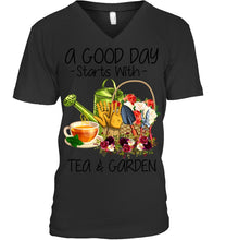Load image into Gallery viewer, A Good Day Starts With Tea And Garden Special Custom Design Guys V-Neck