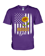Load image into Gallery viewer, American Flag Sunflower Augustt Girl Trending For Birthday Gift Guys V-Neck
