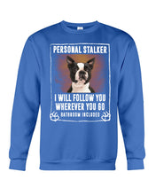 Load image into Gallery viewer, Boston Terrier Personal Stalker St. Patrick's Day Printed Mug Sweatshirt