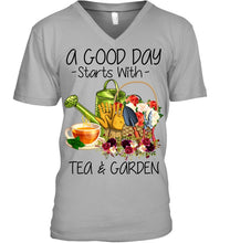 Load image into Gallery viewer, A Good Day Starts With Tea And Garden Special Custom Design Guys V-Neck