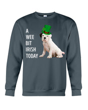 Load image into Gallery viewer, Black Eared White Boxer Puppy Irish Today Green St. Patrick's Day Printed Mug Sweatshirt