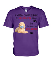 Load image into Gallery viewer, A Woman Can't Survive On Self-quarantine Alone Also Needs Golden Doodle Guys V-Neck