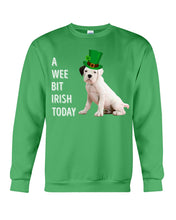 Load image into Gallery viewer, Black Eared White Boxer Puppy Irish Today Green St. Patrick's Day Printed Mug Sweatshirt