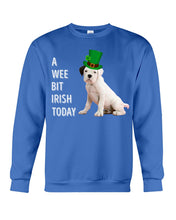 Load image into Gallery viewer, Black Eared White Boxer Puppy Irish Today Green St. Patrick's Day Printed Mug Sweatshirt