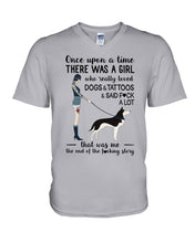 Load image into Gallery viewer, A Girl Really Loved Dogs And Tattoos Unique Custom Design Guys V-Neck