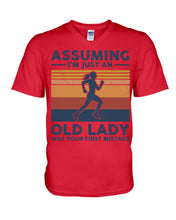 Load image into Gallery viewer, Assuming I'm Just An Old Lady Was Your First Mistake Retro Vintage Guys V-Neck