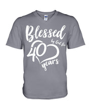 Load image into Gallery viewer, Blessed By God For 40 Years Special Custom Design Guys V-Neck