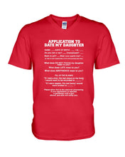 Load image into Gallery viewer, Application To Date My Daughter Funny Gifts Guys V-Neck