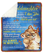 Load image into Gallery viewer, Baby Lion Butterflies Always Be With You Grandma Gift For Granddaughter Sherpa Blanket
