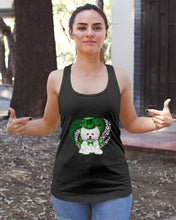 Load image into Gallery viewer, Bichon White And Green Clover Heart Design St Patrick's Day Gift For Dog Lovers Ladies Flowy Tank
