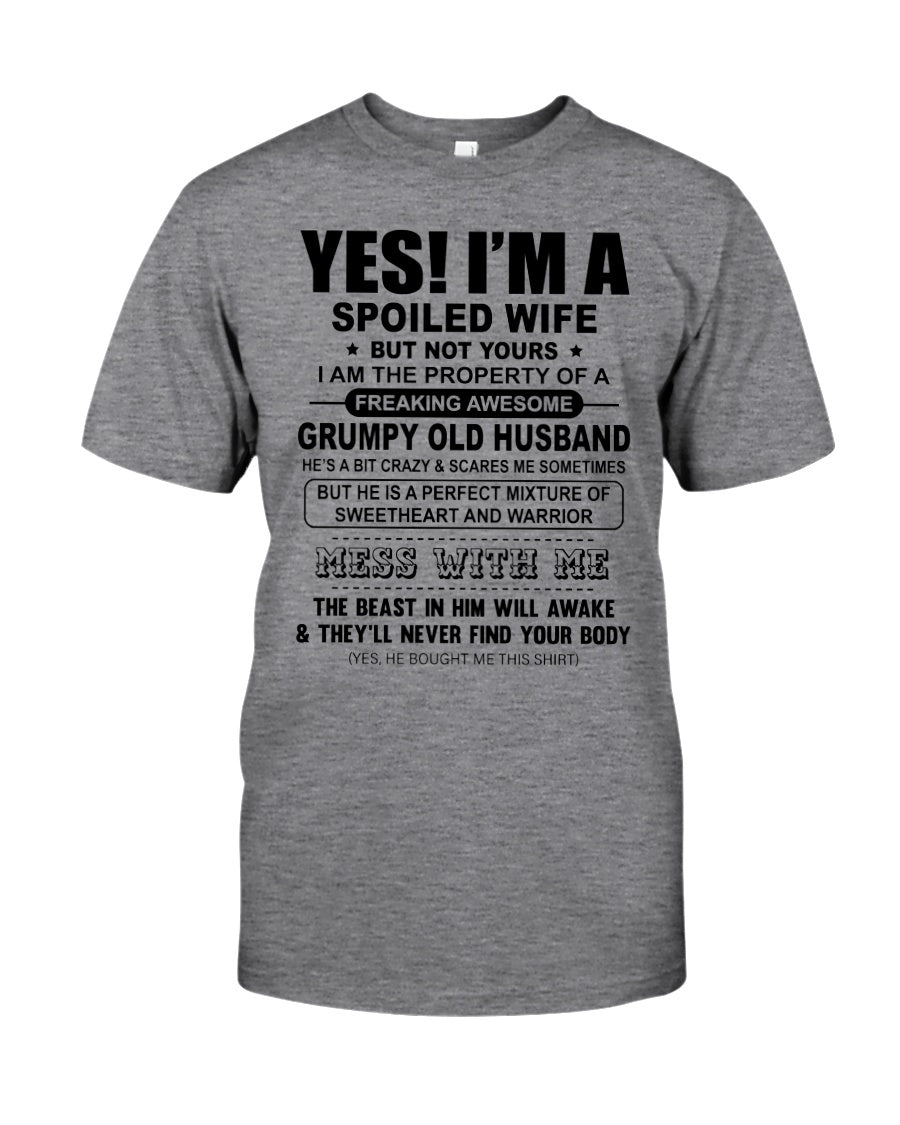 A Spoiled Wife Of An Awesome Grumpy Old Husband Trending Guys Tee
