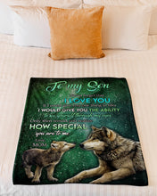 Load image into Gallery viewer, Wolves Galaxy How Special You Are Mom Gift For Son Fleece Blanket
