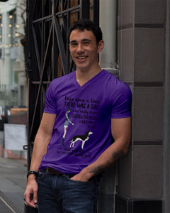 A Girl Really Loved Dogs And Tattoos  Unique Custom Design Guys V-Neck