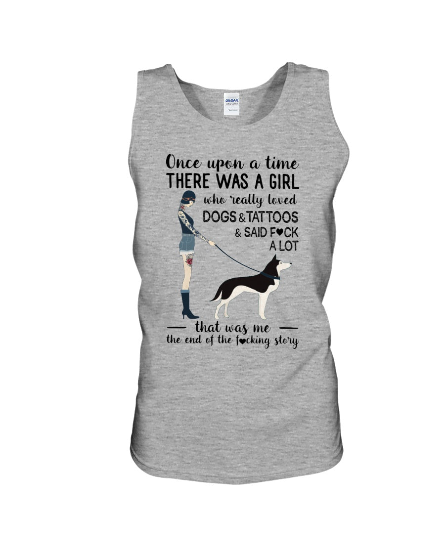 A Girl Really Loved Dogs And Tattoos  Unique Custom Design Unisex Tank Top