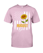 Load image into Gallery viewer, American Flag Sunflower Augustt Girl Trending For Birthday Gift Guys Tee
